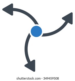 Swirl Direction vector icon. Style is bicolor flat symbol, smooth blue colors, rounded angles, white background.