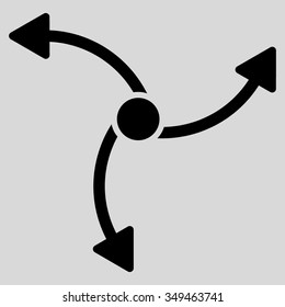 Swirl Direction vector icon. Style is flat symbol, black color, rounded angles, light gray background.