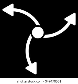 Swirl Direction vector icon. Style is flat symbol, white color, rounded angles, black background.
