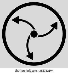 Swirl Direction vector icon. Style is flat circled symbol, black color, rounded angles, light gray background.