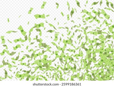 Swirl Dollar Vector Transparent Background. Flow Currency Brochure. Fly Flow Jackpot Template. Flying Confetti Rich Flyer.