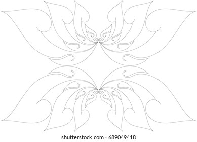 Swirl Doodle Angel Wing Frame, Southeast Asia Traditional Art Style, Vector Format