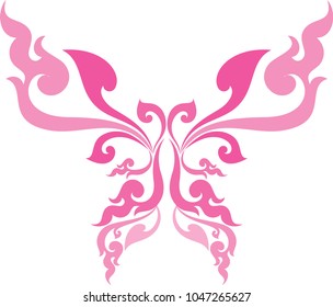 Swirl Doodle Floral Butterfly designed for Artwork, Tattoo, Symbol, Frame, Paperwork, woodworking, and Metalwork. Traditional Laos, Thai and Cambodia Artwork Style, Vector Format