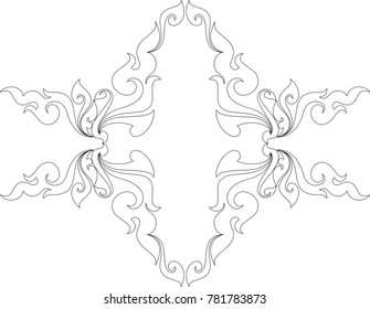 Swirl Doodle Floral Butterfly designed for Artwork, Tattoo, Symbol, Frame, Paperwork, woodworking, Traditional Laos, Thai and Cambodia Artwork Style, Vector Format