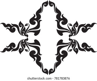 Swirl Doodle Floral Butterfly designed for Artwork, Tattoo, Symbol, Frame, Paperwork, woodworking, Traditional Laos, Thai and Cambodia Artwork Style, Vector Format