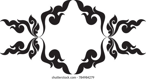 Swirl Doodle Floral Butterfly designed for Artwork, Tattoo, Symbol, Frame, Paperwork, woodworking, and Metalwork. Traditional Laos, Thai and Cambodia Artwork Style, Vector Format