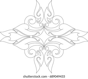 Swirl Doodle Floral Butterfly Traditional Southeast Stock Vector ...