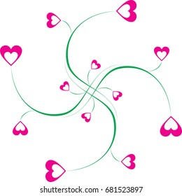 Swirl Doodle Heart-Shaped Flower Plant Vector Format
