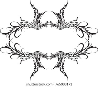 Swirl Doodle Phoenix Artwork Designed for Frame, Tattoo, Textile, Pattern, Texture, Wallpaper, Background, Backdrop, Woodwork