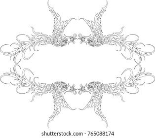 Swirl Doodle Phoenix Artwork Designed for Frame, Tattoo, Textile, Pattern, Texture, Wallpaper, Background, Backdrop, Woodwork