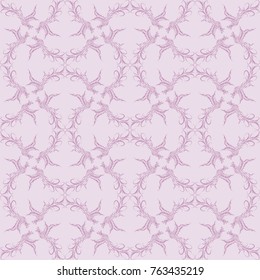 Swirl Doodle Purple Phoenix Thai and Laos Artwork Designed for Textile, Pattern, Texture, Wallpaper, Background, Backdrop, Woodwork, Gift Wrap Paper