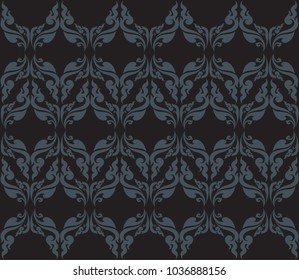 Swirl Doodle Wings Traditional Thai and Laos Style Designed for Pattern Texture Background Wallpaper Backdrop Clothing Textile Vector Format
