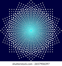 Fondo abstracto del espacio de puntos del remolino. Patrón de puntos de luz cuadrados y espirales, túnel de energía de semitonos con perspectiva, efecto de movimiento