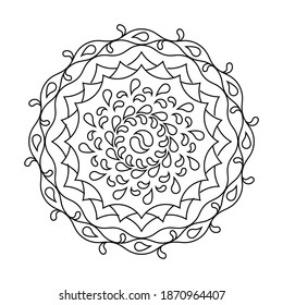 Swirl drops circle vector mandala coloring book