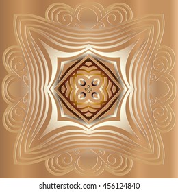Swirl elements and monograms for design and decoration of bed brown color