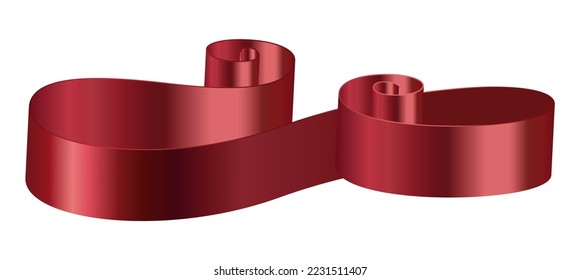 Swirl empty silk ribbon with copy space for announcements or greetings. Isolated realistic paper lines for text. Design for cards and promotional, offers and deals. Vector in flat style illustration
