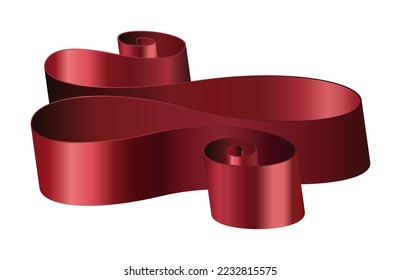Swirl empty silk ribbon with copy space for announcements or greetings. Isolated realistic paper lines for text. Design for cards and promotional, offers and deals. Vector in flat style illustration