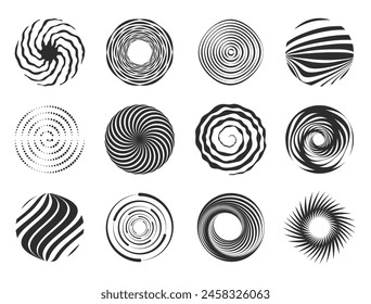 Swirl figure. Spiral abstract movement and hypnotic vortex, whirl and vortex dynamic icon design of swirl and spiral abstract, design geometric element, graphic art illustration