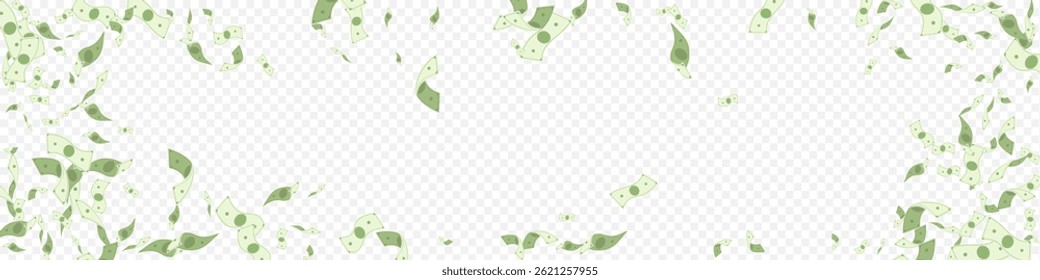 Fundo Panorâmico Transparente Do Vetor Financeiro Da Espiral. Folheto de Jackpot de fluxo. Flyer da moeda verde do outono. Modelo de queda de dinheiro de papel.