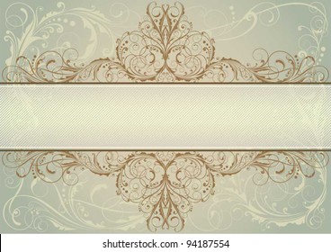 Swirl floral background label