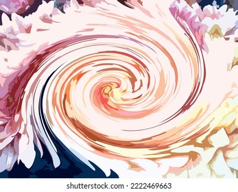 Swirl floral background in pink-yellow tonality for textiles or fabrics. Beautiful whirlpool of aster petals for covers, wallpaper, fashion trends, business concepts, scrapbooking, interior solutions