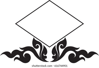 swirl floral with diamond frame vector format (logo,symbol,sign) Southeast Asia Art Style