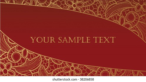 swirl and floral elements red and gold, wallpaper