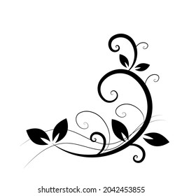 swirl floral ornament hand drawn for vintage decoration isolated on white background. vector illustration 