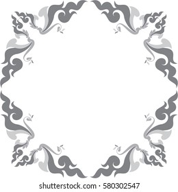Swirl floral phoenix frame vector illustration, tattoo, pattern, texture, wallpaper, Southeast Asia Art Design