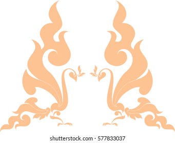 Swirl Floral Phoenix Vector Illustration Tattoo Stock Vector (Royalty