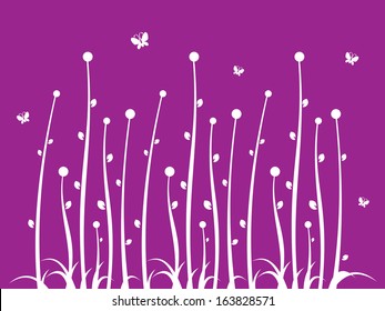 Swirl Floral Wall Sticker Background Template Element - Abstract Flower with Grass Vector