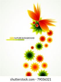 Swirl flowers vector floral background