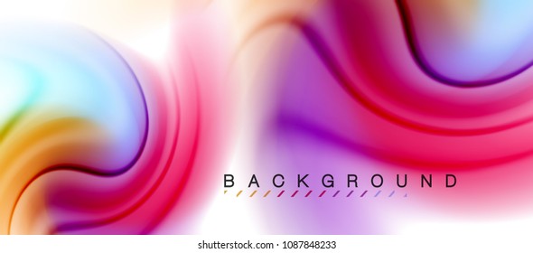 Swirl fluid flowing colors motion effect, holographic abstract background. Vector illustration