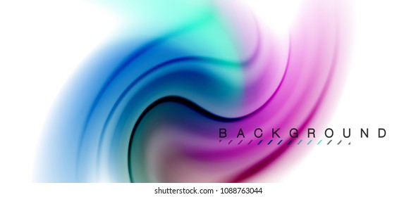 Swirl fluid flowing colors motion effect, holographic abstract background. Vector illustration