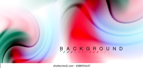 Swirl fluid flowing colors motion effect, holographic abstract background. Vector illustration