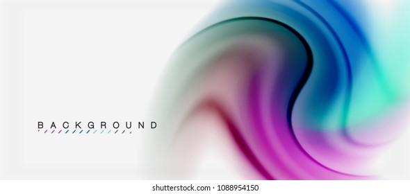 Swirl fluid flowing colors motion effect, holographic abstract background. Vector illustration