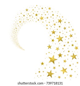 swirl of gold stars on a white background