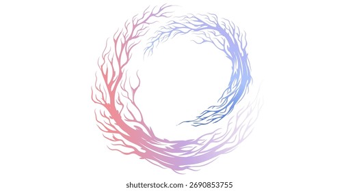 Swirl Gradient Tree Roots On White Background.