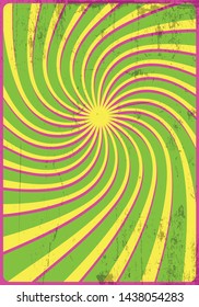 Swirl Groovy Background 1960s Psychedelic Art Style, Vintage Colors, Shapes, Grunge Texture Pattern