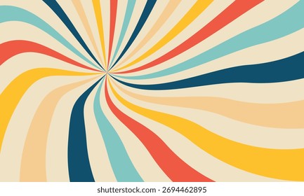 Swirl groovy pattern. Vintage color background. Abstract retro textured poster. Vector illustration