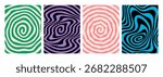 Swirl Groovy Psychedelic Spiral Pattern. Vector Twirl Vortex Background. Abstract Retro Optical Illusion Texture. Halloween BG Graphic Design.