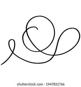 Swirl hand draw ornament stroke.  Black and white clip art isolated on white background. Antique vintage engraving illustration. Ornamental curls, swirl divider and filigree ornaments vector. 