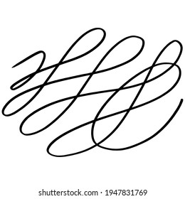 Swirl hand draw ornament stroke.  Black and white clip art isolated on white background. Antique vintage engraving illustration. Ornamental curls, swirl divider and filigree ornaments vector. 
