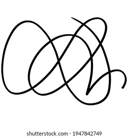 Swirl hand draw ornament stroke.  Black and white clip art isolated on white background. Antique vintage engraving illustration. Ornamental curls, swirl divider and filigree ornaments vector. 