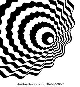 Swirl hypnotic black and white spiral. Monochrome abstract background. Vector flat geometric illustration.Template design for banner, website, template, leaflet, brochure, poster.