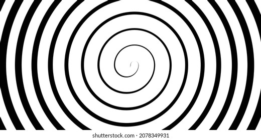 Swirl hypnotic black and white spiral. Monochrome abstract background. Vector flat geometric illustration.Template design for banner, website, template, leaflet, brochure, poster.