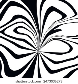 Swirl hypnotic black and white spiral. Monochrome abstract background. Vector flat geometric illustration.Template design for banner, website, template, leaflet, brochure, poster.