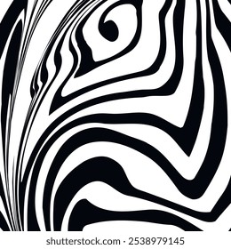 Espiral hipnótica em preto e branco. Fundo abstrato monocromático. Ilustração geométrica plana do vetor.Design do modelo para o banner, site, modelo, folheto, brochura, cartaz.