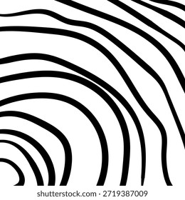 Redemoinho hipnótico padrão de ondas pretas e brancas. Fundo abstrato monocromático. Ilustração geométrica plana do vetor.Design do modelo para o banner, site, modelo, folheto, brochura, cartaz.