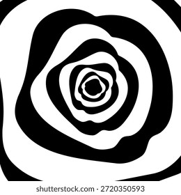 Redemoinho hipnótico padrão de ondas pretas e brancas. Fundo abstrato monocromático. Ilustração geométrica plana do vetor.Design do modelo para o banner, site, modelo, folheto, brochura, cartaz.